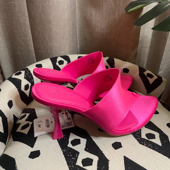 ZARA Satin Effect High Heel Sandal Pink - REF 3314/010 Size 7 NWT - Picture 2 of 4